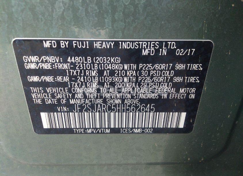Photo 9 of 2017 Subaru Forester 2.5I LIMITED (VIN JF2SJARC5HH562645)