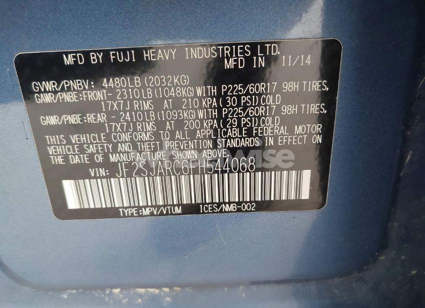 Photo 9 of 2015 Subaru Forester 2.5I LIMITED (VIN JF2SJARC6FH544068)