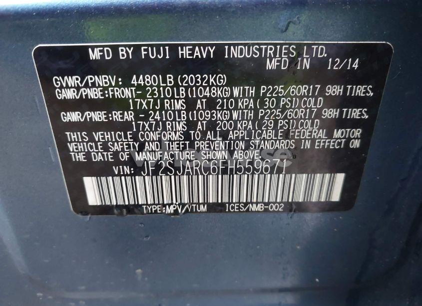 Photo 9 of 2015 Subaru Forester 2.5I LIMITED (VIN JF2SJARC6FH559671)