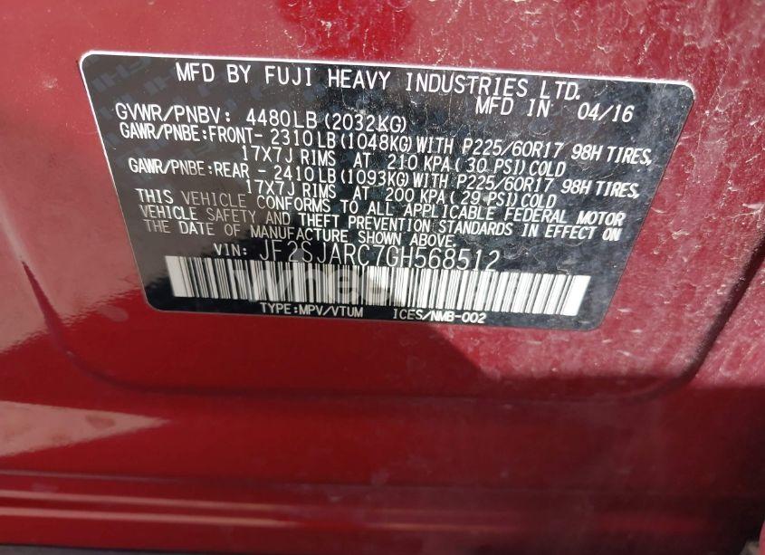 Photo 9 of 2016 Subaru Forester 2.5I LIMITED (VIN JF2SJARC7GH568512)