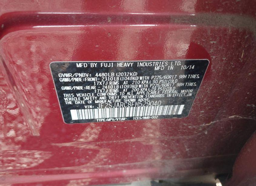 Photo 9 of 2015 Subaru Forester 2.5I LIMITED (VIN JF2SJARC8FH529040)