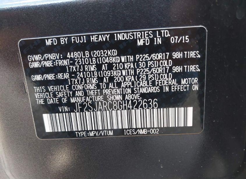 Photo 9 of 2016 Subaru Forester 2.5I LIMITED (VIN JF2SJARC8GH422636)