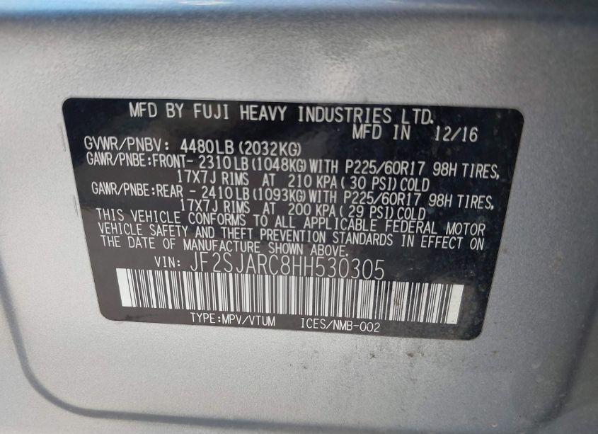 Photo 9 of 2017 Subaru Forester 2.5I LIMITED (VIN JF2SJARC8HH530305)