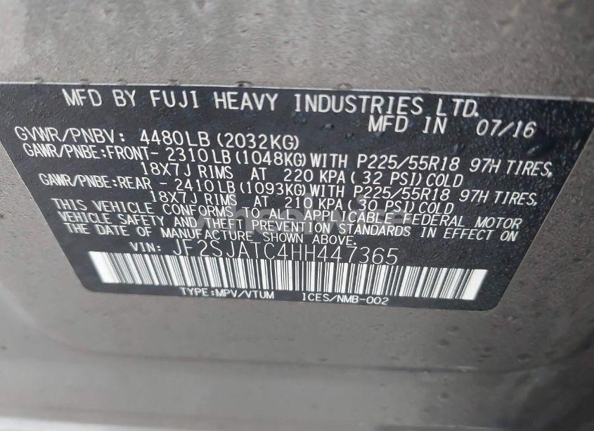 Photo 9 of 2017 Subaru Forester 2.5I TOURING (VIN JF2SJATC4HH447365)