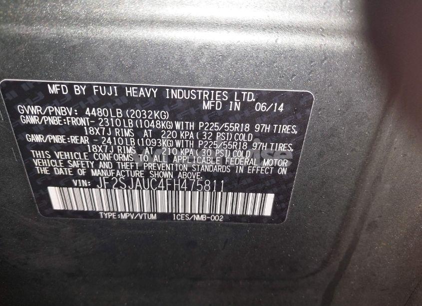 Photo 9 of 2015 Subaru Forester 2.5I TOURING (VIN JF2SJAUC4FH475811)