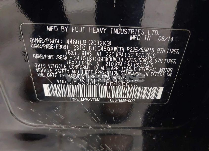 Photo 9 of 2015 Subaru Forester 2.5I TOURING (VIN JF2SJAUC7FH496815)