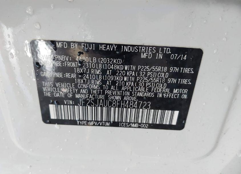 Photo 9 of 2015 Subaru Forester 2.5I TOURING (VIN JF2SJAUC8FH484723)