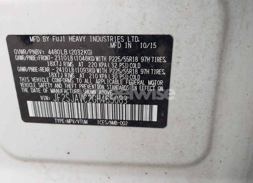 Photo 9 of 2016 Subaru Forester 2.5I TOURING (VIN JF2SJAVC2GH465083)