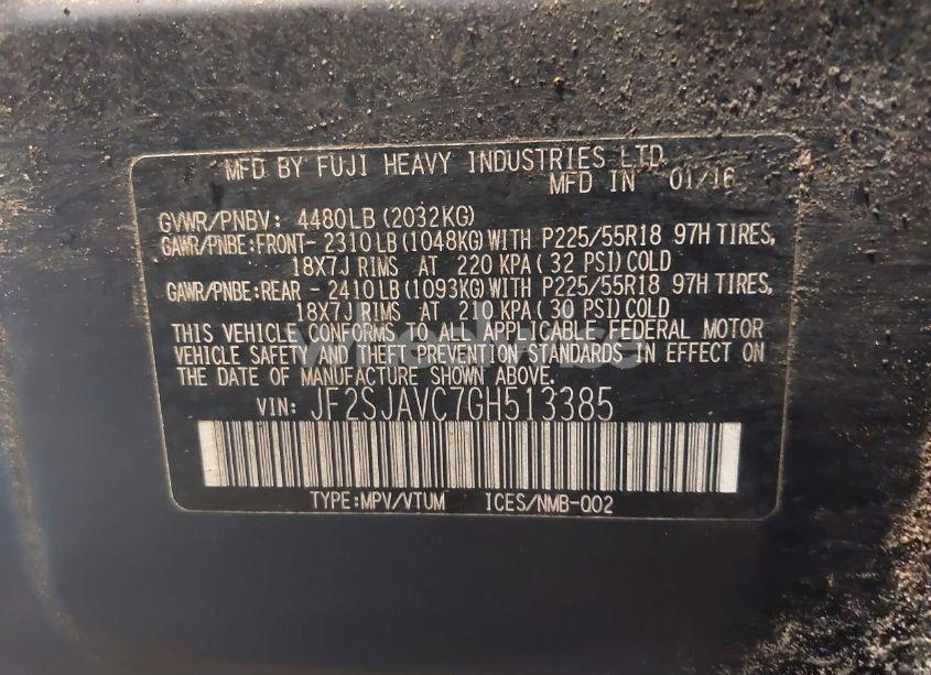 Photo 9 of 2016 Subaru Forester 2.5I TOURING (VIN JF2SJAVC7GH513385)