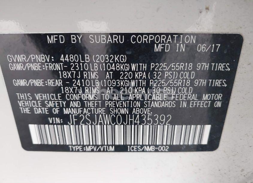 Photo 9 of 2018 Subaru Forester 2.5I TOURING (VIN JF2SJAWC0JH435392)