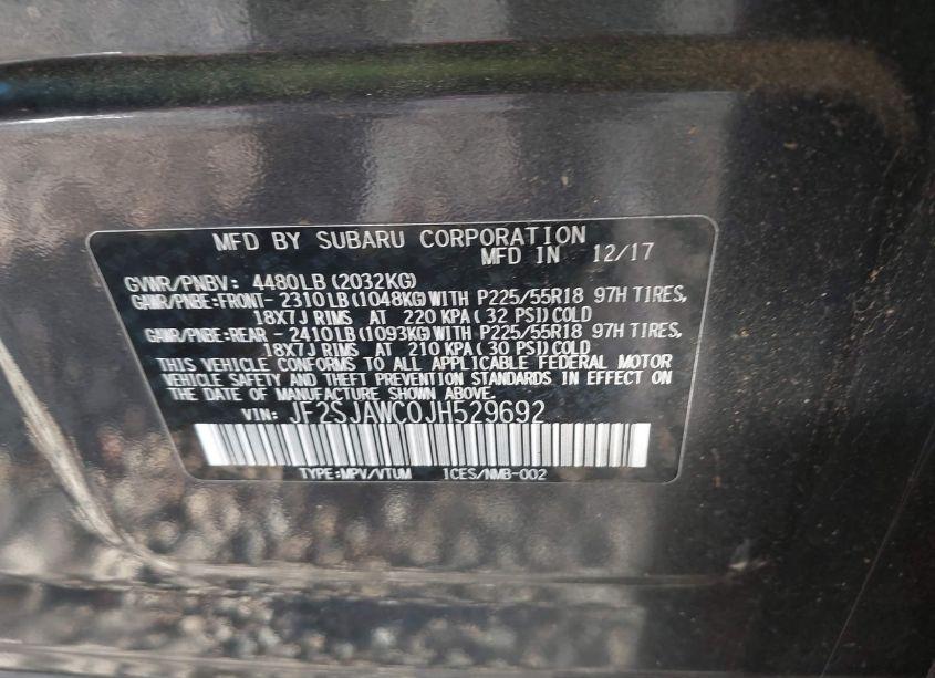 Photo 9 of 2018 Subaru Forester 2.5I TOURING (VIN JF2SJAWC0JH529692)