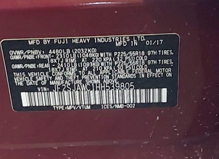 Photo 9 of 2017 Subaru Forester 2.5I TOURING (VIN JF2SJAWC1HH539805)