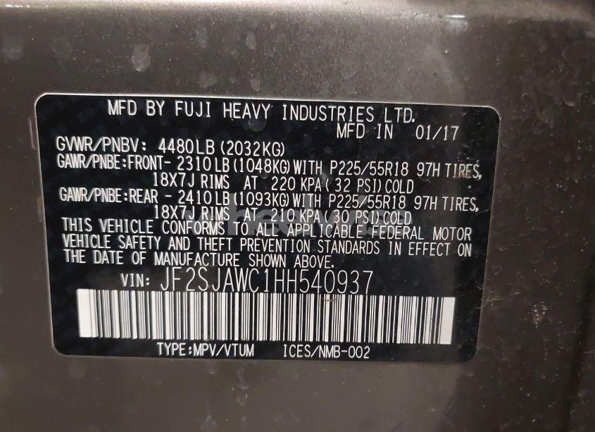 Photo 9 of 2017 Subaru Forester 2.5I TOURING (VIN JF2SJAWC1HH540937)