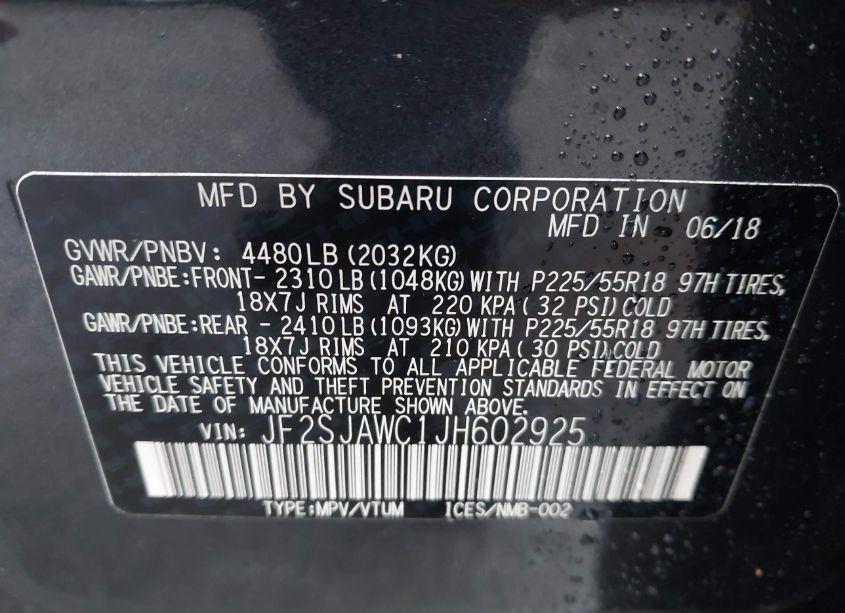 Photo 9 of 2018 Subaru Forester 2.5I TOURING (VIN JF2SJAWC1JH602925)