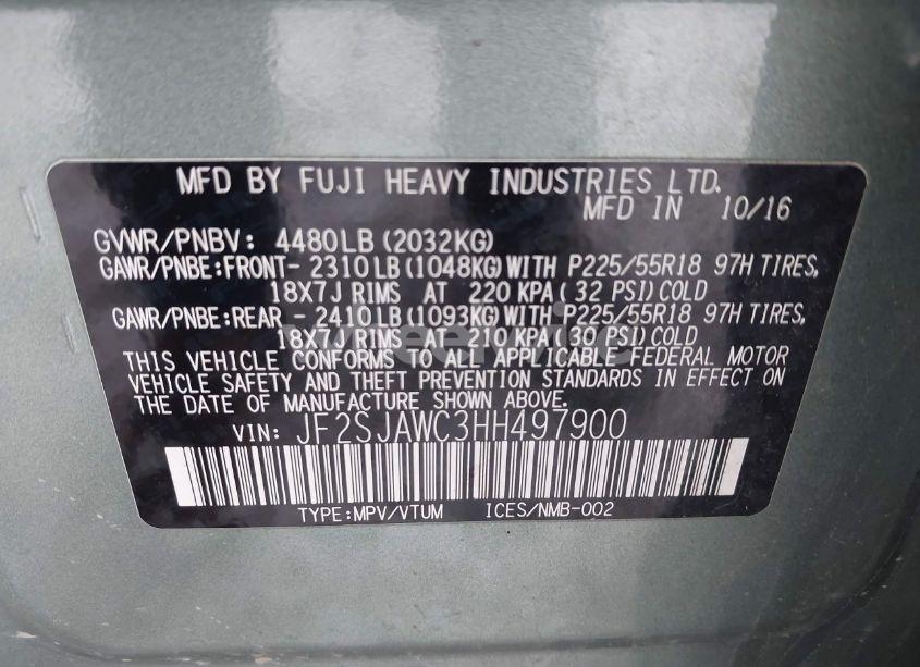 Photo 9 of 2017 Subaru Forester 2.5I TOURING (VIN JF2SJAWC3HH497900)