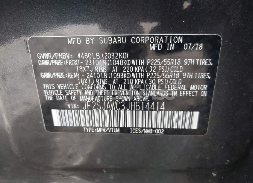 Photo 9 of 2018 Subaru Forester 2.5I TOURING (VIN JF2SJAWC3JH614414)