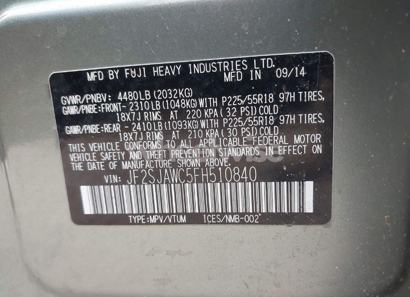 Photo 9 of 2015 Subaru Forester 2.5I TOURING (VIN JF2SJAWC5FH510840)