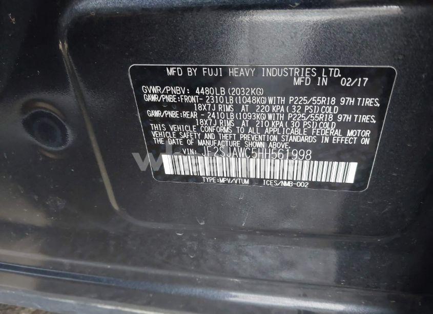 Photo 9 of 2017 Subaru Forester 2.5I TOURING (VIN JF2SJAWC5HH561998)