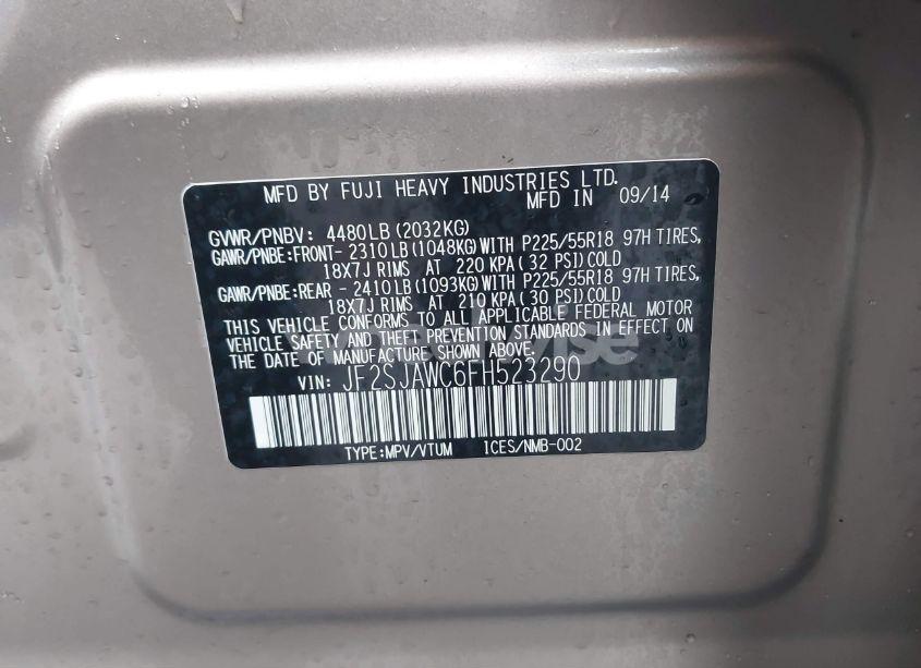 Photo 9 of 2015 Subaru Forester 2.5I TOURING (VIN JF2SJAWC6FH523290)