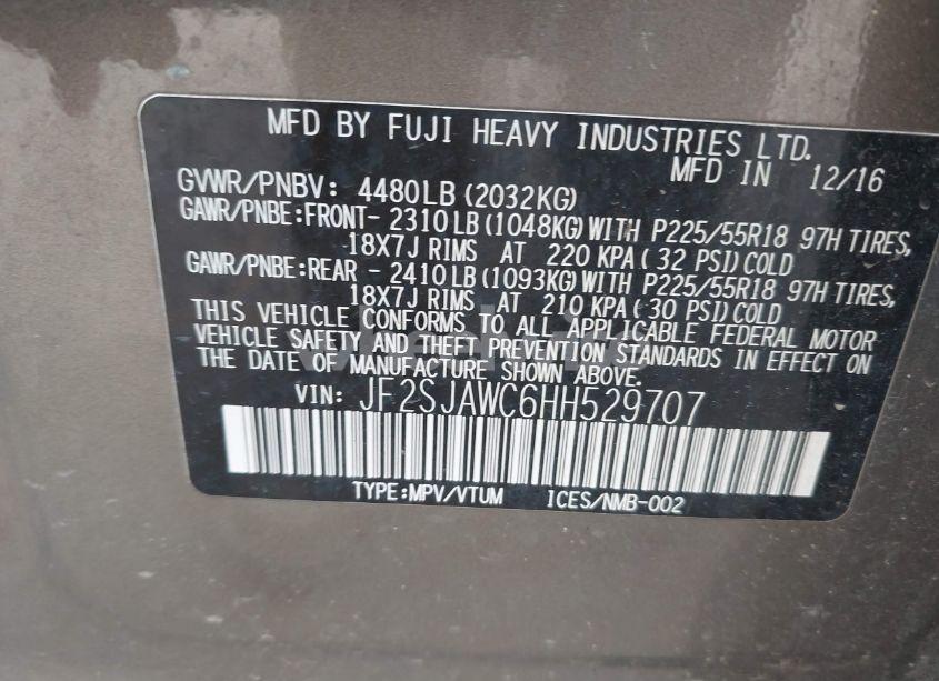 Photo 9 of 2017 Subaru Forester 2.5I TOURING (VIN JF2SJAWC6HH529707)