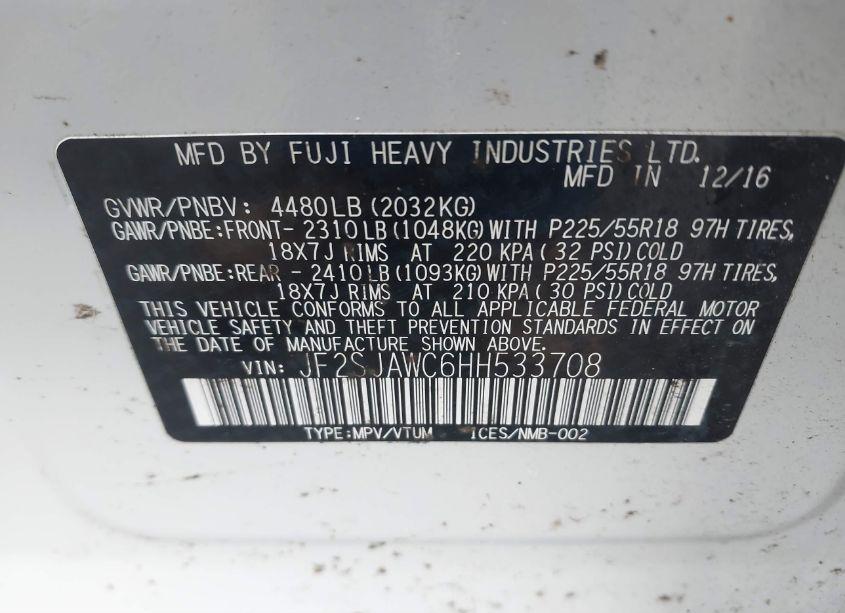 Photo 9 of 2017 Subaru Forester 2.5I TOURING (VIN JF2SJAWC6HH533708)