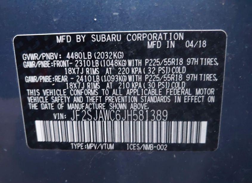 Photo 9 of 2018 Subaru Forester 2.5I TOURING (VIN JF2SJAWC6JH581389)