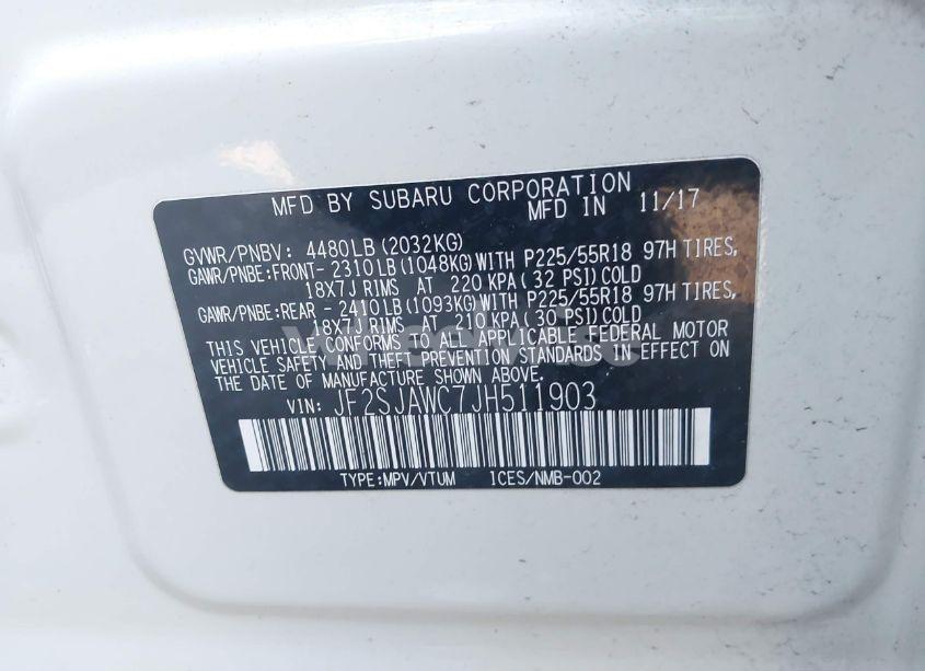 Photo 9 of 2018 Subaru Forester 2.5I TOURING (VIN JF2SJAWC7JH511903)