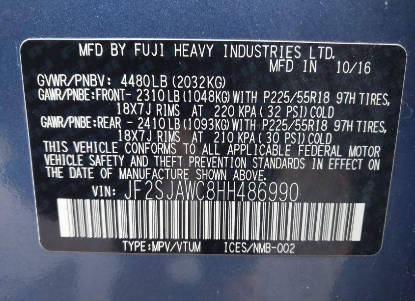 Photo 9 of 2017 Subaru Forester (VIN JF2SJAWC8HH486990)