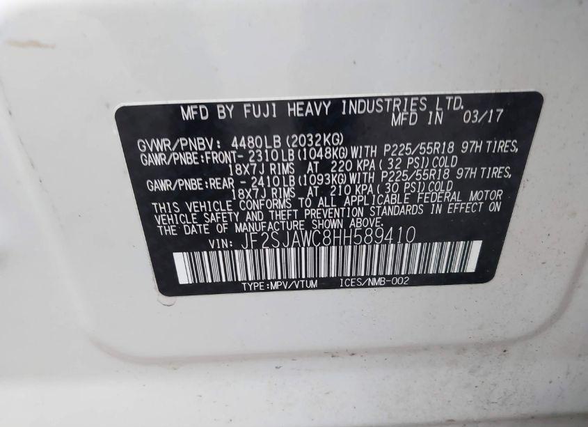 Photo 9 of 2017 Subaru Forester 2.5I TOURING (VIN JF2SJAWC8HH589410)