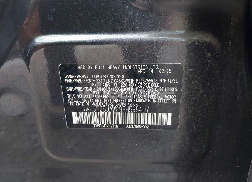 Photo 9 of 2015 Subaru Forester 2.5I TOURING (VIN JF2SJAWC9FH595407)