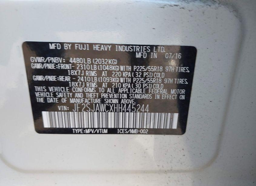 Photo 9 of 2017 Subaru Forester 2.5I TOURING (VIN JF2SJAWCXHH445244)