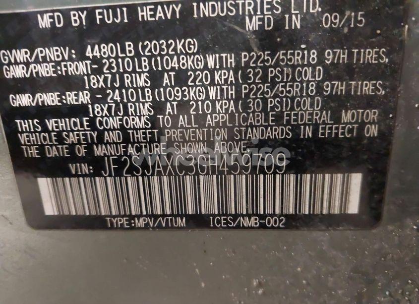 Photo 9 of 2016 Subaru Forester 2.5I TOURING (VIN JF2SJAXC3GH459709)