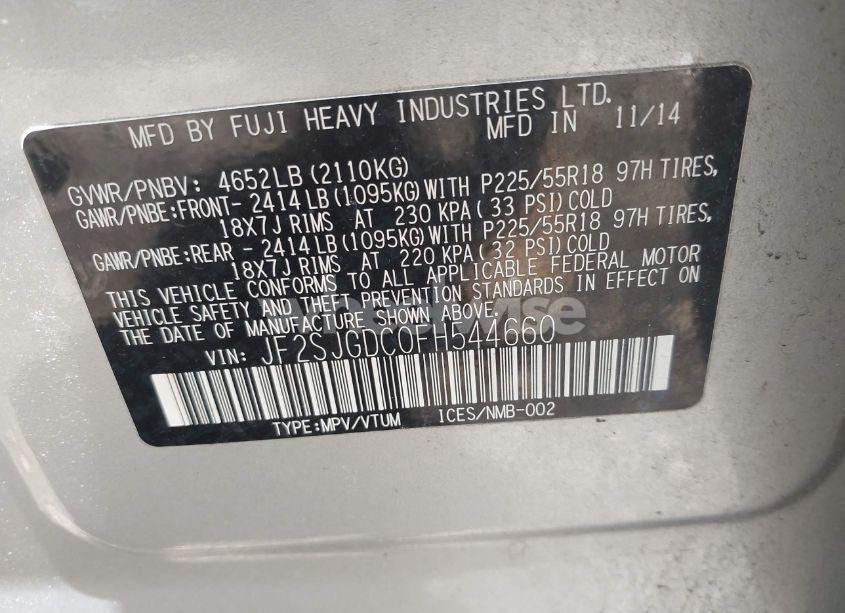 Photo 9 of 2015 Subaru Forester 2.0XT PREMIUM (VIN JF2SJGDC0FH544660)