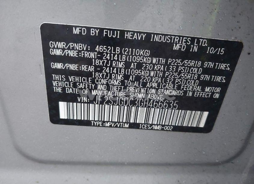 Photo 9 of 2016 Subaru Forester 2.0XT PREMIUM (VIN JF2SJGDC3GH466635)