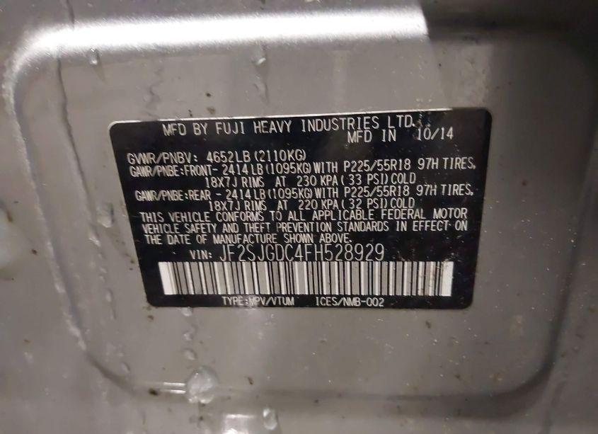 Photo 9 of 2015 Subaru Forester 2.0XT PREMIUM (VIN JF2SJGDC4FH528929)