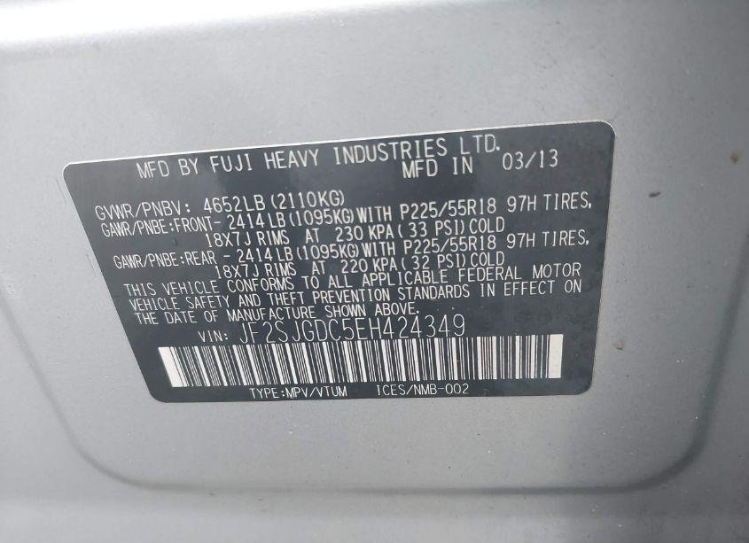 Photo 9 of 2014 Subaru Forester 2.0XT PREMIUM (VIN JF2SJGDC5EH424349)