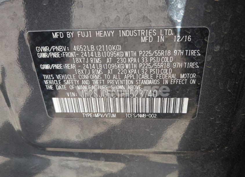 Photo 9 of 2017 Subaru Forester 2.0XT PREMIUM (VIN JF2SJGEC1HH523740)