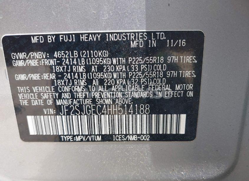 Photo 9 of 2017 Subaru Forester 2.0XT PREMIUM (VIN JF2SJGEC4HH514188)