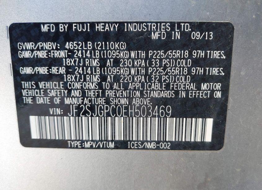 Photo 9 of 2014 Subaru Forester 2.0XT TOURING (VIN JF2SJGPC0EH503469)