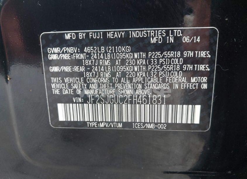 Photo 9 of 2015 Subaru Forester 2.0XT TOURING (VIN JF2SJGUC2FH461831)