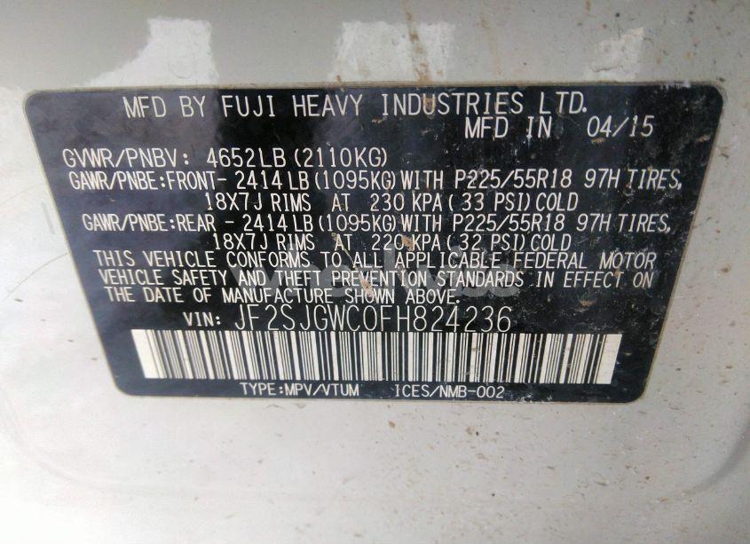 Photo 9 of 2015 Subaru Forester 2.0XT TOURING (VIN JF2SJGWC0FH824236)