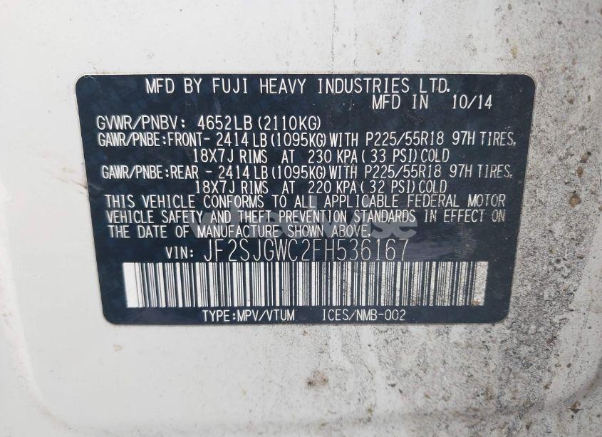 Photo 9 of 2015 Subaru Forester 2.0XT TOURING (VIN JF2SJGWC2FH536167)