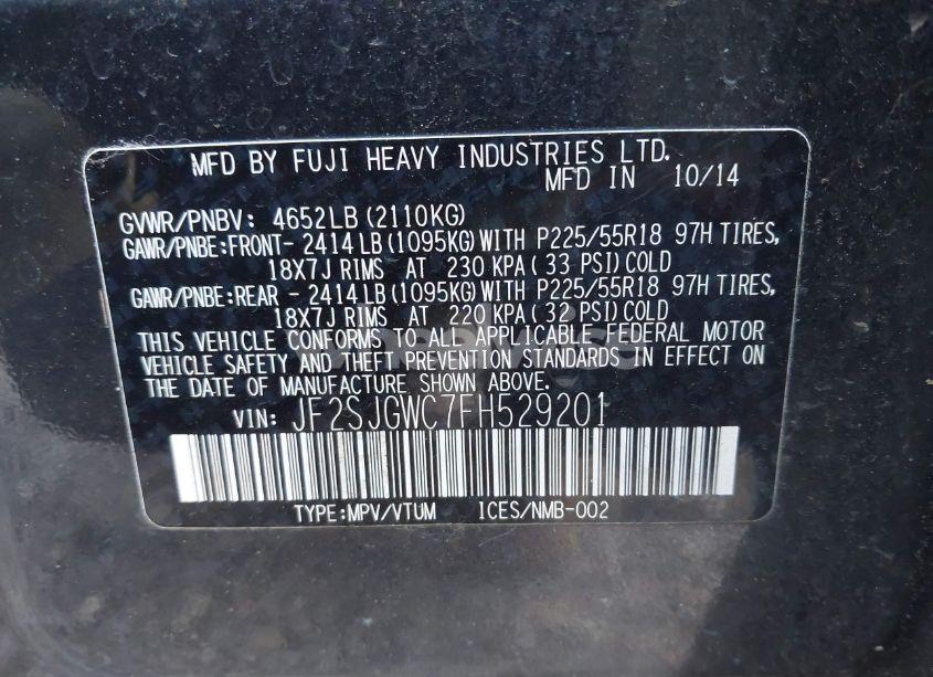 Photo 9 of 2015 Subaru Forester 2.0XT TOURING (VIN JF2SJGWC7FH529201)