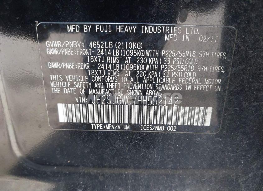 Photo 9 of 2017 Subaru Forester 2.0XT TOURING (VIN JF2SJGWC7HH552142)