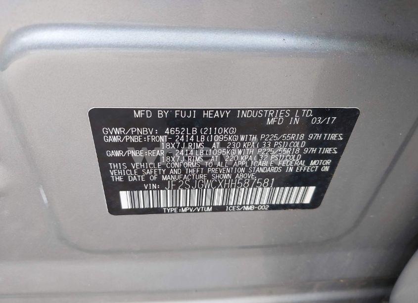 Photo 9 of 2017 Subaru Forester 2.0XT TOURING (VIN JF2SJGWCXHH587581)