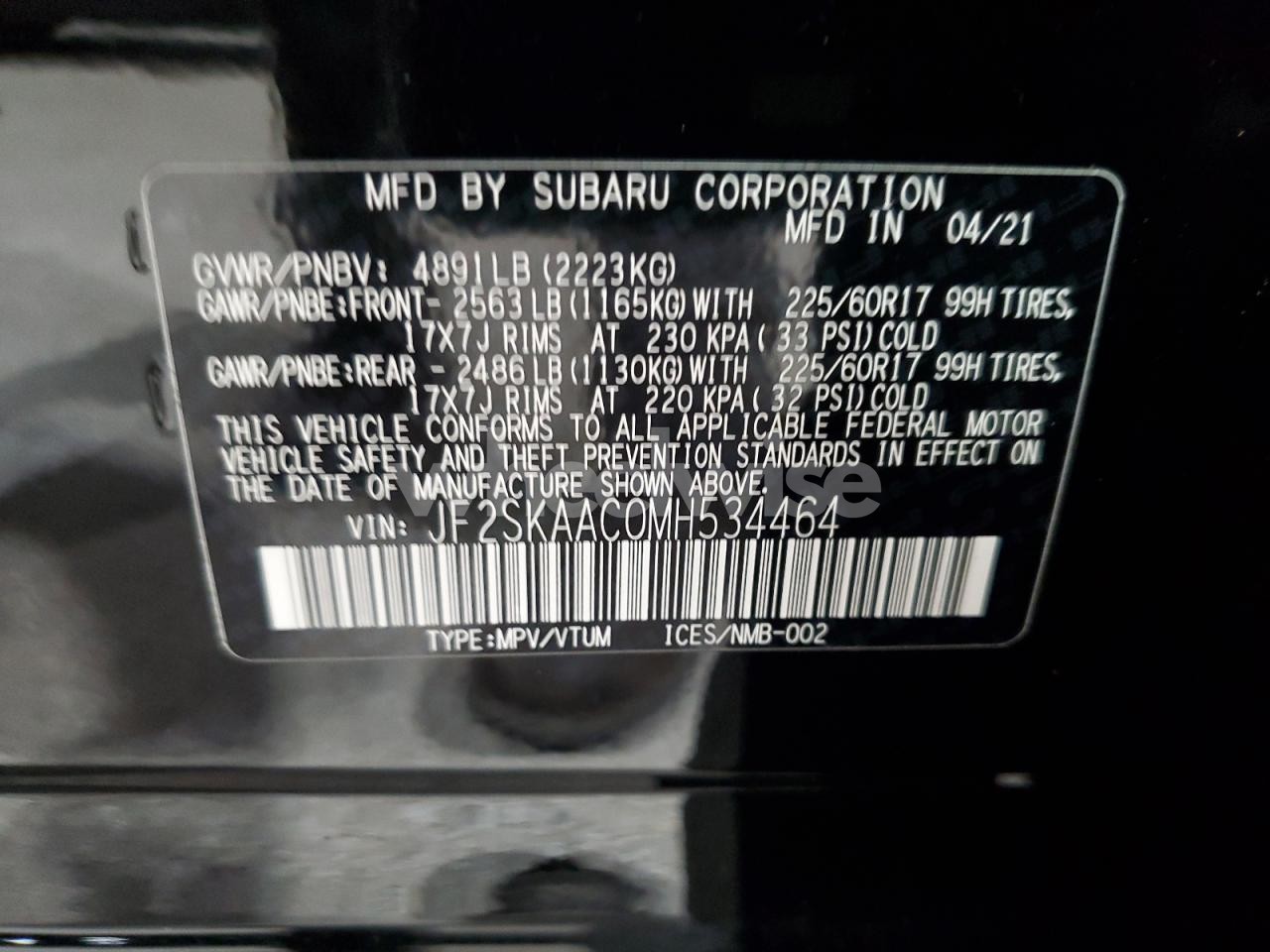 Photo 13 of 2021 SUBARU FORESTER (VIN JF2SKAAC0MH534464)