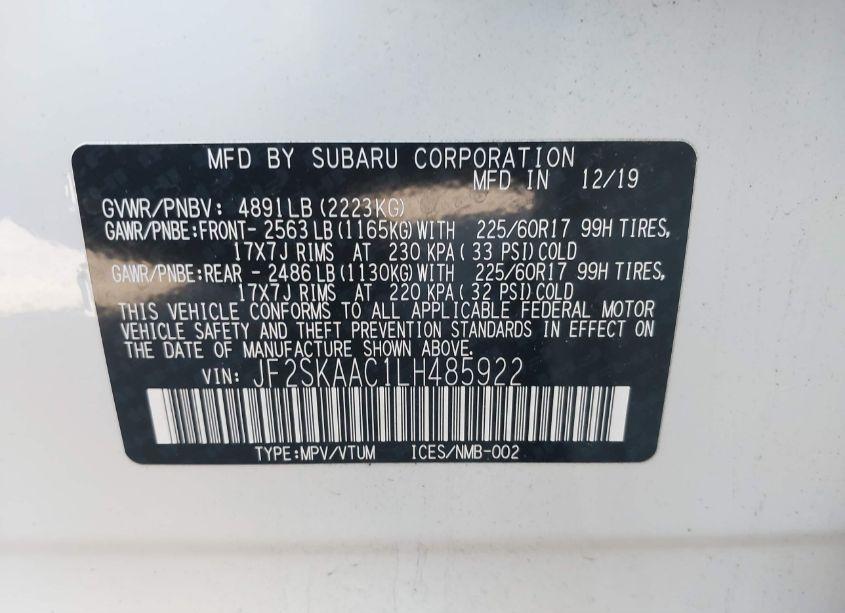 Photo 9 of 2020 Subaru Forester (VIN JF2SKAAC1LH485922)