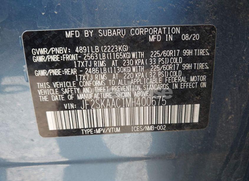 Photo 9 of 2021 Subaru Forester (VIN JF2SKAAC1MH400675)