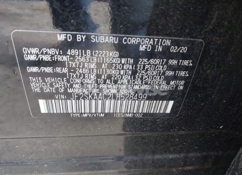 Photo 9 of 2020 Subaru Forester (VIN JF2SKAAC2LH528499)