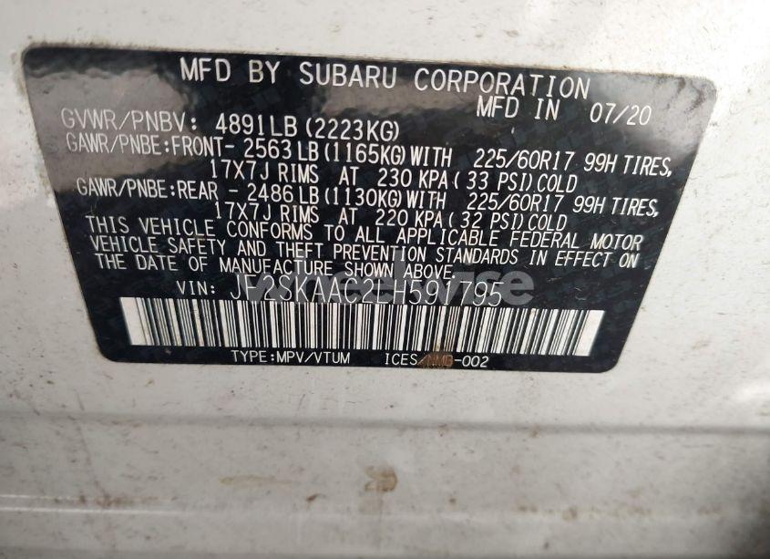 Photo 9 of 2020 Subaru Forester (VIN JF2SKAAC2LH591795)